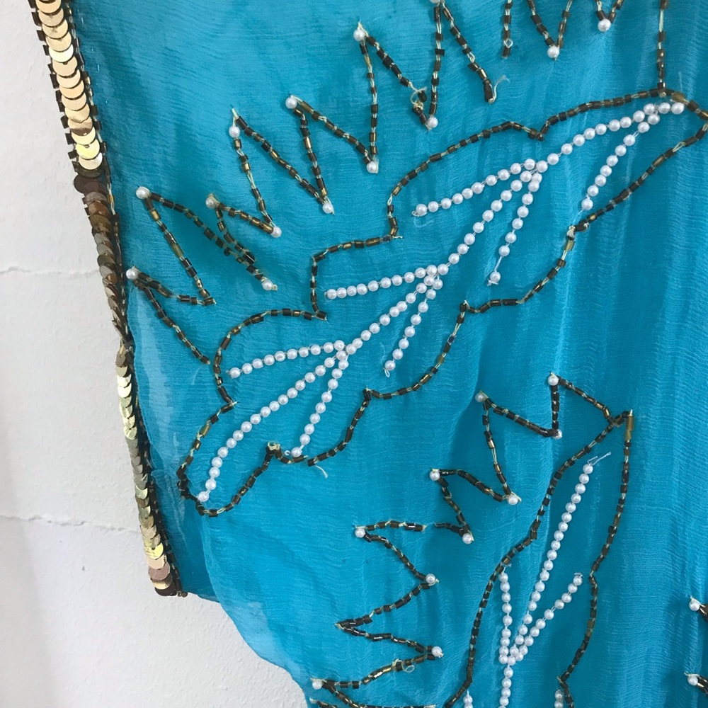 80’s vintage silk chiffon Pearl Beaded Sequin Blouse Top life & style inc - Picture 12 of 13